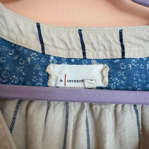 Anthropologie Cream Jumpsuit with Navy Stripes size 14 - Picture 5 of 6